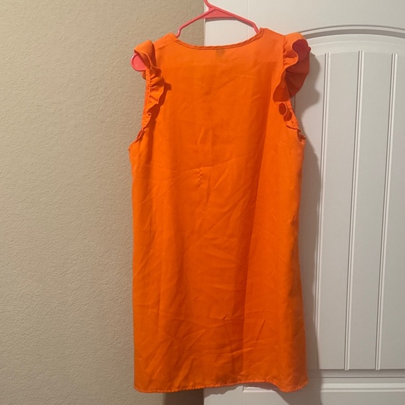 Orange ruffled sleeve dress - Picture 4 of 4